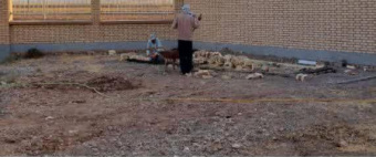محوطه‌سازی خانه بهداشت روستای قلعه‌سرخ با مشارکت خیرین